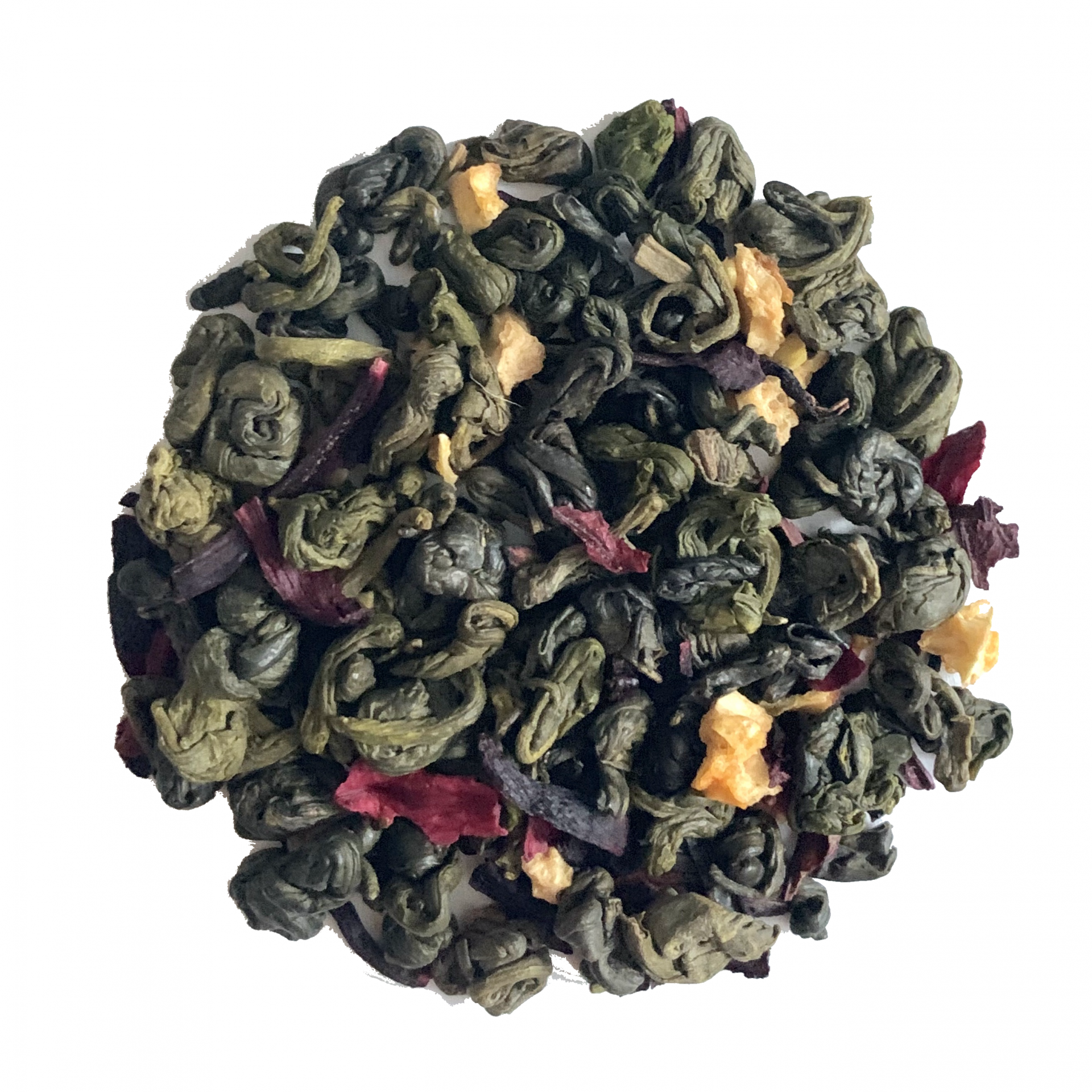 Lemon Raspberry loose leaf tea on white background